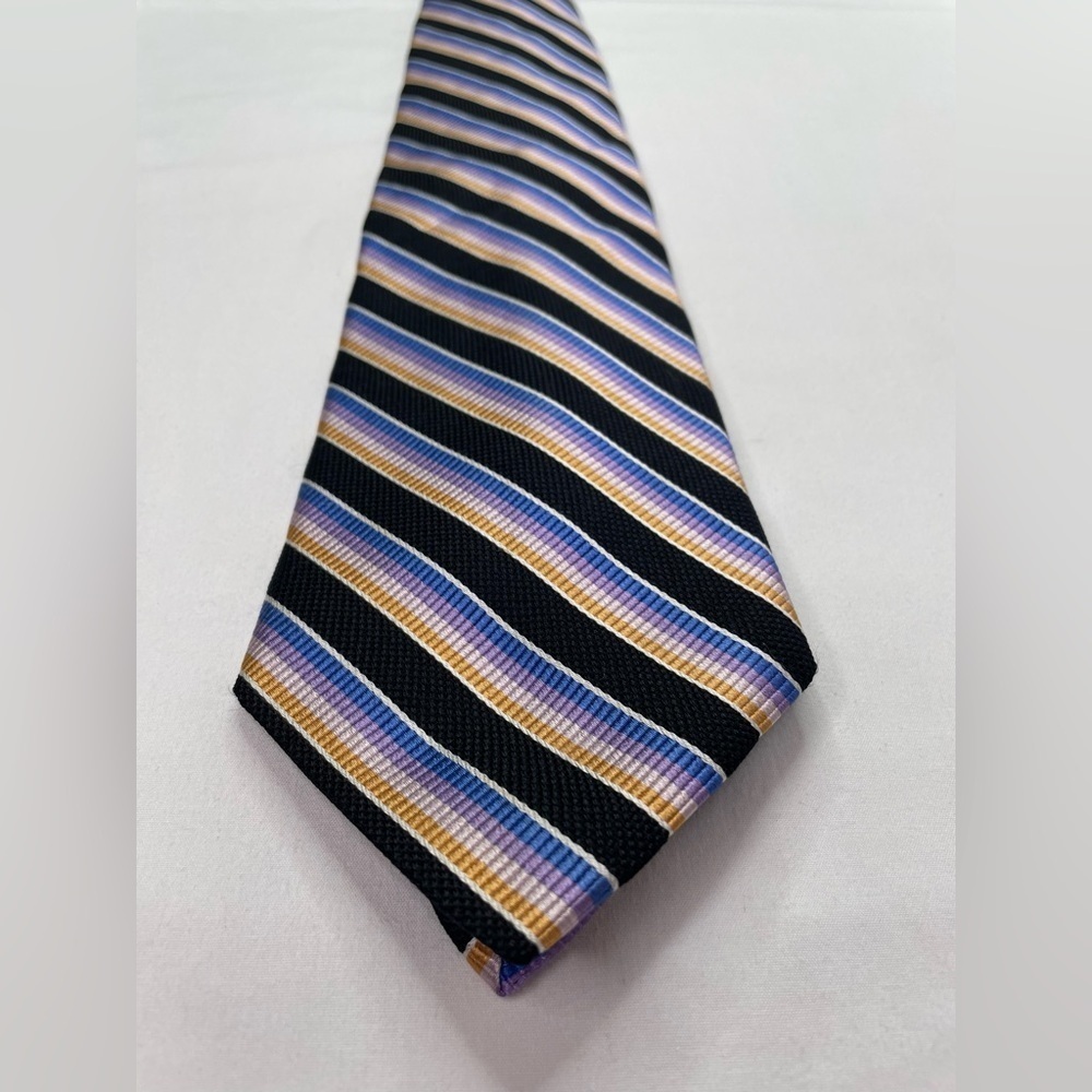 Dion Collection Silk Diagonal Striped Black Tie 4” x 60”